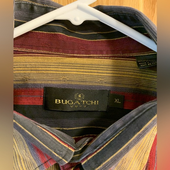 1990’s Bugatchi Multi-Color Button Down Striped Long Sleeve Dress Shirt Men’s XL - Picture 2 of 6